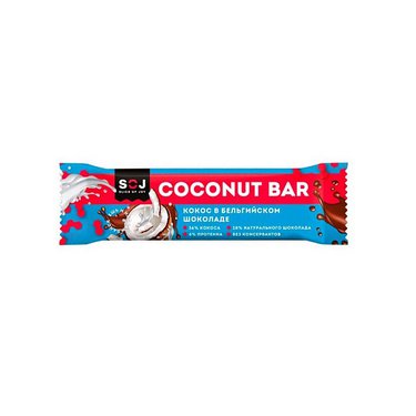 Кокосовый батончик "COCONUT BAR" с ванильно-сливочным вкусом в шоколаде 40г 520-652