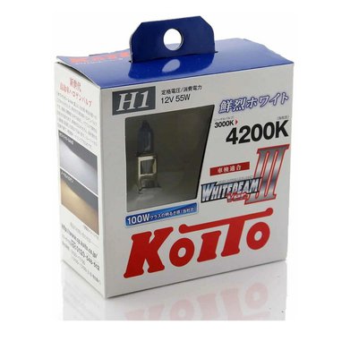 Фото Лампа 12V Koito Whitebeam H1 55W (100W) 4200K 2шт P0751W