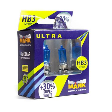 Лампа МАЯК ULTRA HB3 (9005) 12V 65W P20d SUPER WHITE +30%