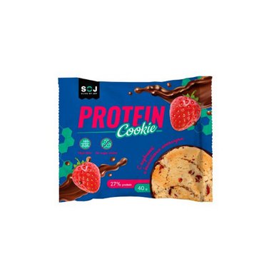 Фото Печенье Protein Cookie со вкусом клубники,покрытое шоколадом без добавления сахара 40г 521-154