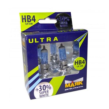 Лампа МАЯК ULTRA HB4 (9006) 12V 55W White Vision +150%