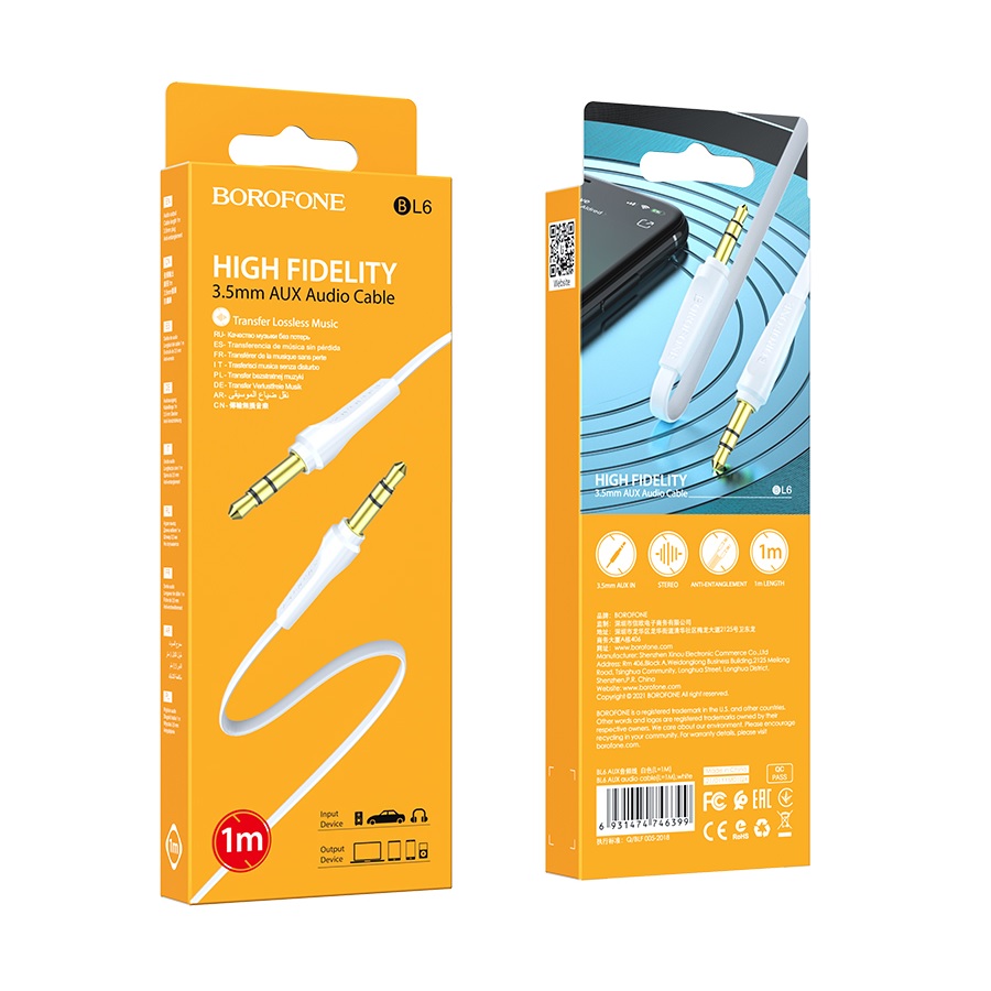 Провод 3.5 jack-Type C (AUX) BOROFONE BL19