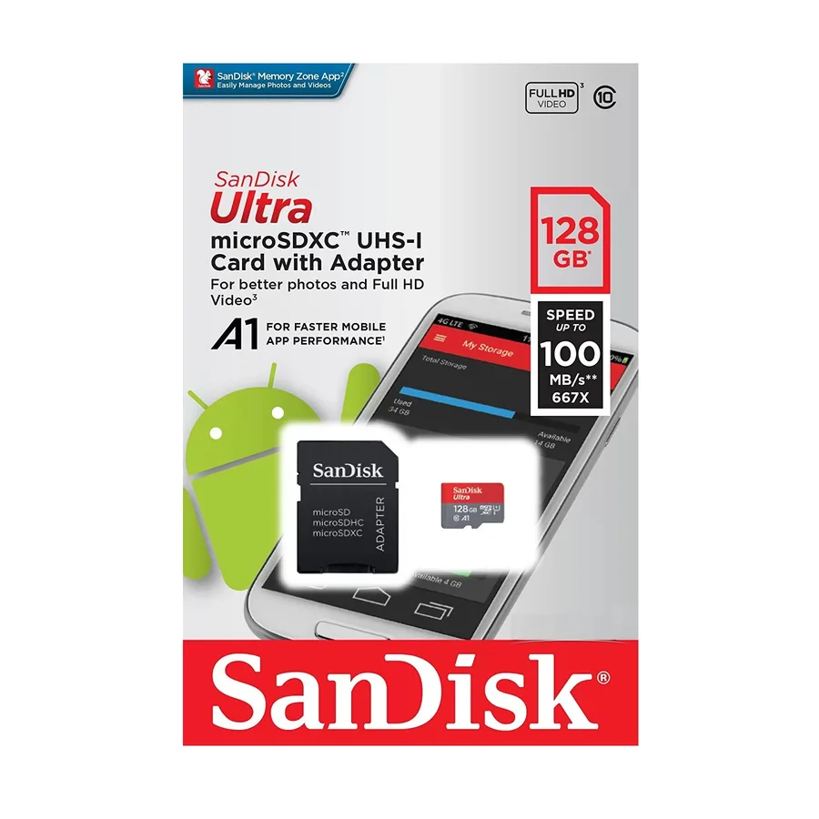 Карта памяти 128GB 10 Класс 100Mb/s SanDisk ULTRA