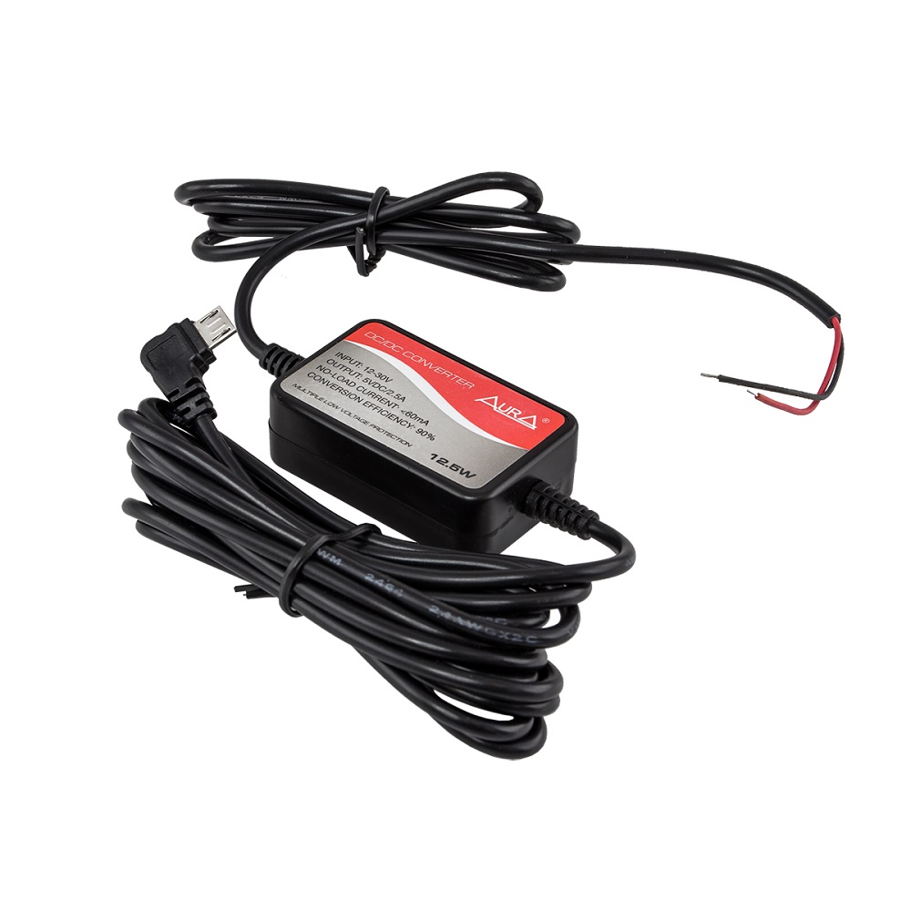 АЗУ для видеорегистратора AURA TPA-U032 micro-USB 2.5A, 5V, 3метра (монтажный набор)