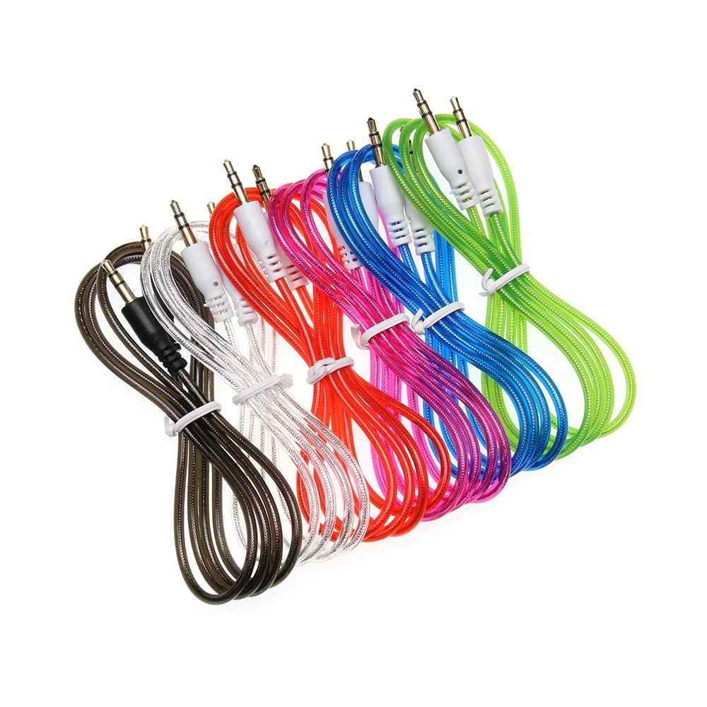 Провод 3.5 jack-jack (AUX) гелевый, разноцветный 1м