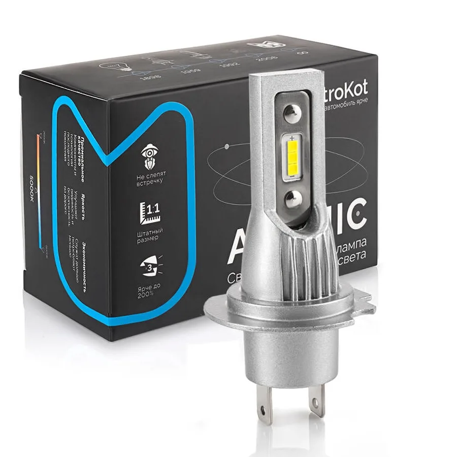 Светодиодные LED лампы ElectroKot Atomic 12-24V H7 PRO CSP 6000K к-т 2шт