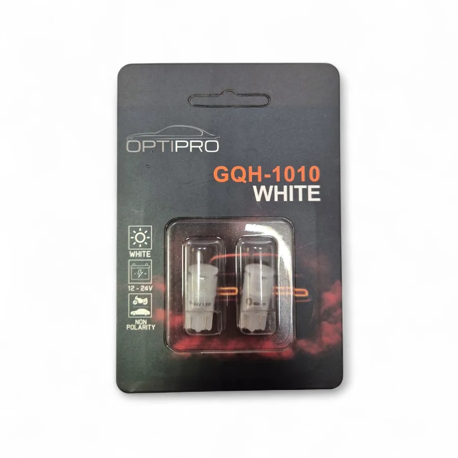 Лампа диодная 12-24V W5W б/ц T10-3020-1.4W OPTIPRO GQH-1010 WHITE 2шт.