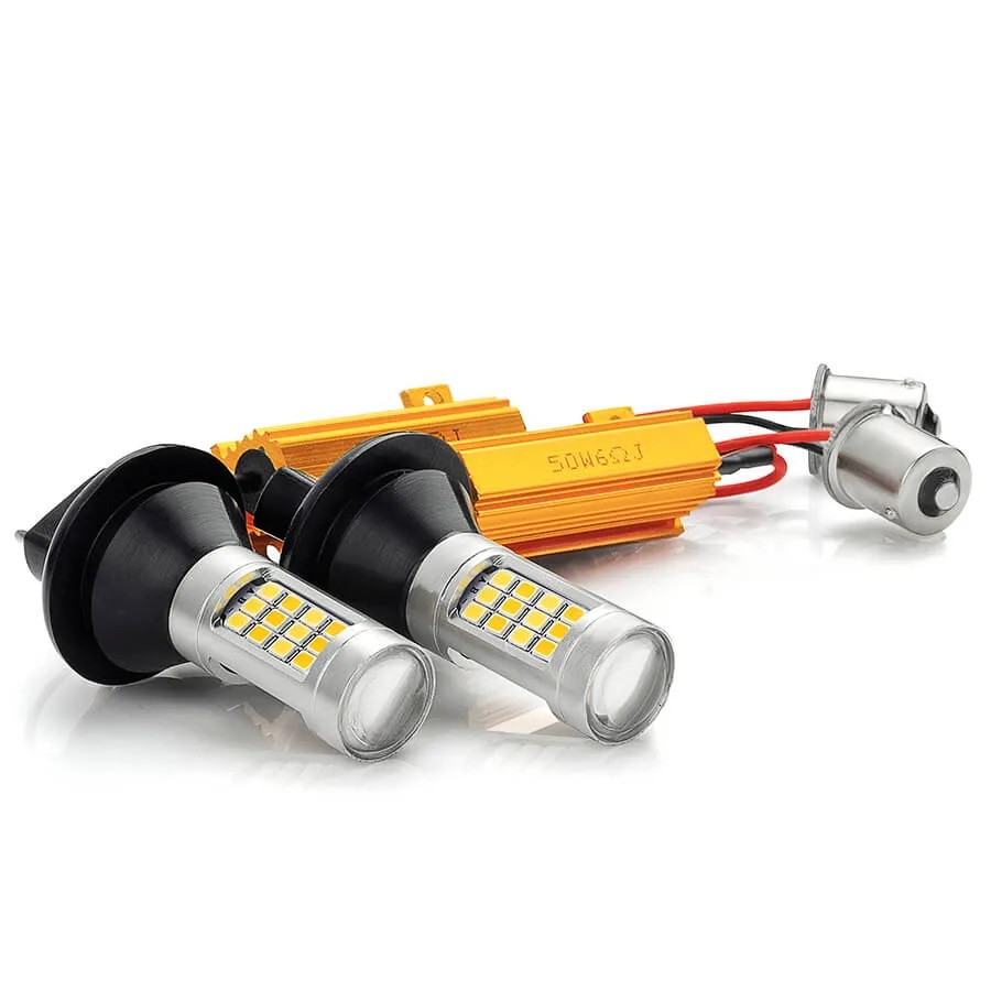 Ходовые огни в поворотники 2 в 1 цоколь 1156 PY21W BAU15S 42 LED 2835 - 2 шт