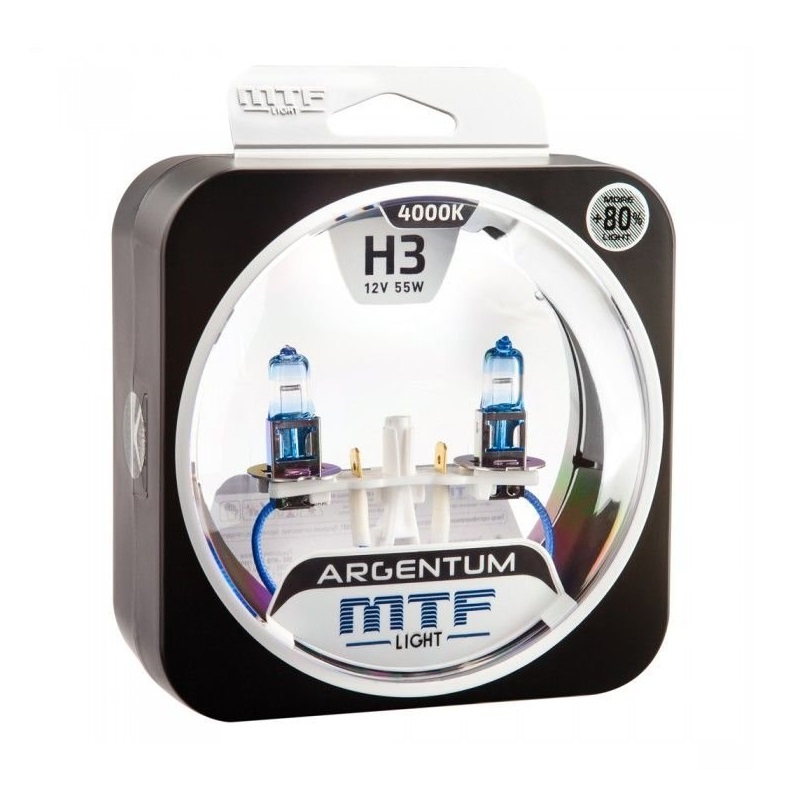 Лампа 12V MTF H3 55W Argentum+80% (Eurobox,2шт.)