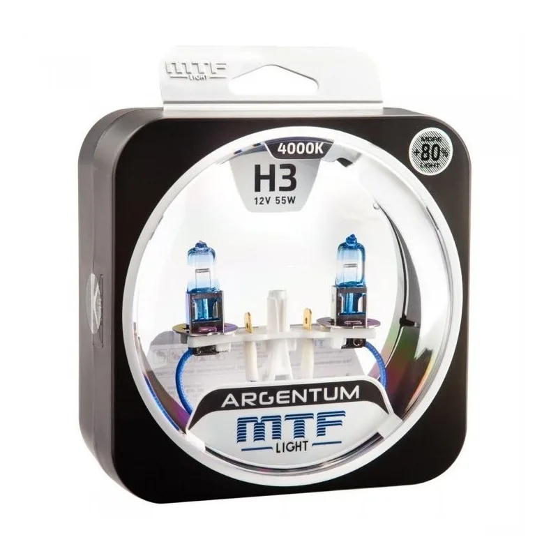 Лампа 12V MTF H3 55W Argentum+80% (Eurobox,2шт.)
