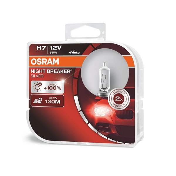Лампа 12V OSRAM H7 55W +100 NB (Eurobox,2шт.)