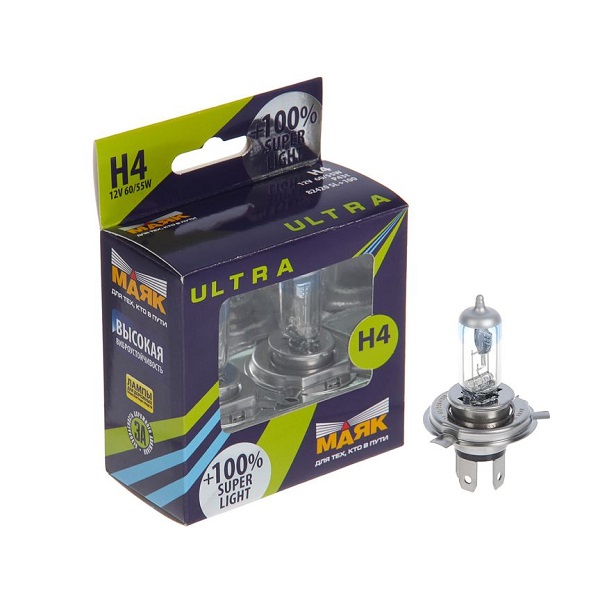 Лампа МАЯК ULTRA H4 24V 75/70W P43t SUPER LIGHT +100%