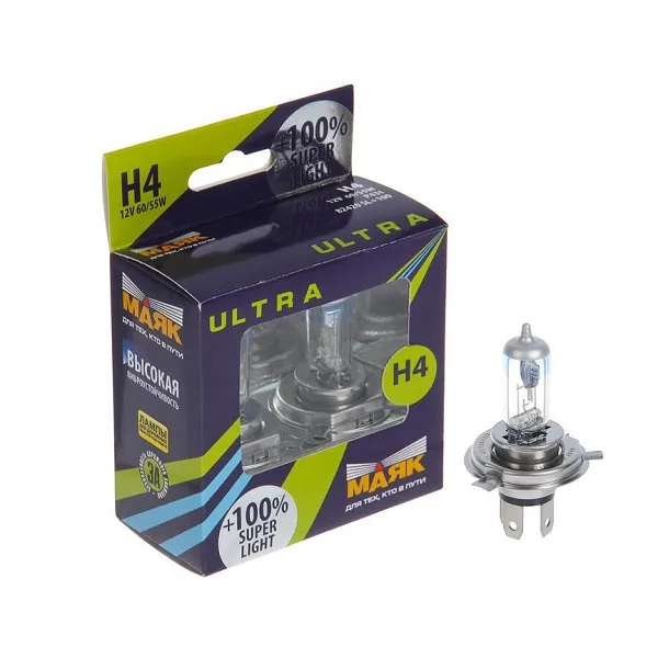 Лампа МАЯК ULTRA H4 24V 75/70W P43t SUPER LIGHT +100%