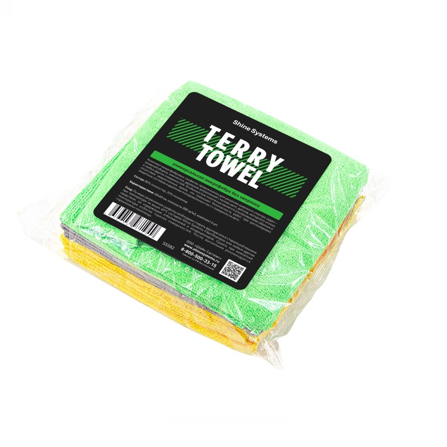 Shine Systems Terry Towel - универсальная микрофибра без оверлока 40*40см, 6 шт