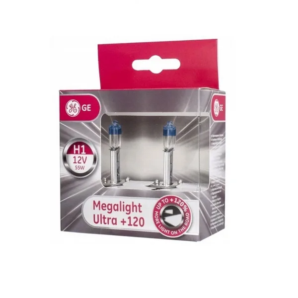 Лампа 12V GE H1 55W +120% Mega Light Ultra (Eurobox,2шт.) 1369
