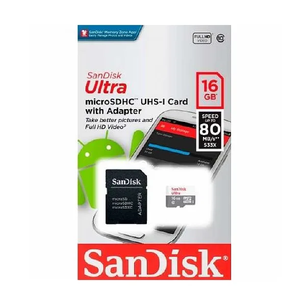 Карта памяти 16GB 10 Класс 80Mb/s SanDisk
