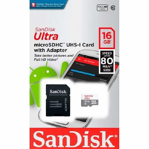 Карта памяти 16GB 10 Класс 80Mb/s SanDisk