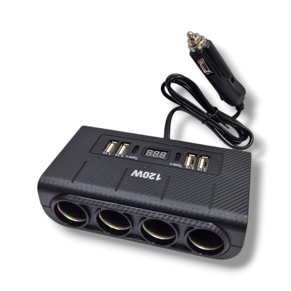 Разветлитель прикур. IN-CAR 4гн. 1657 + USB+Type-c