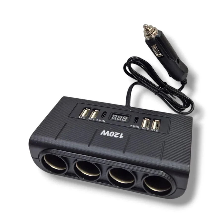 Разветлитель прикур. IN-CAR 4гн. 1657 + USB+Type-c