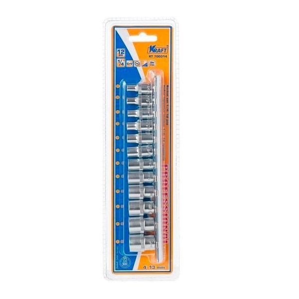 KRAFT Набор головок торцевых 1/4 6гр. 12пр