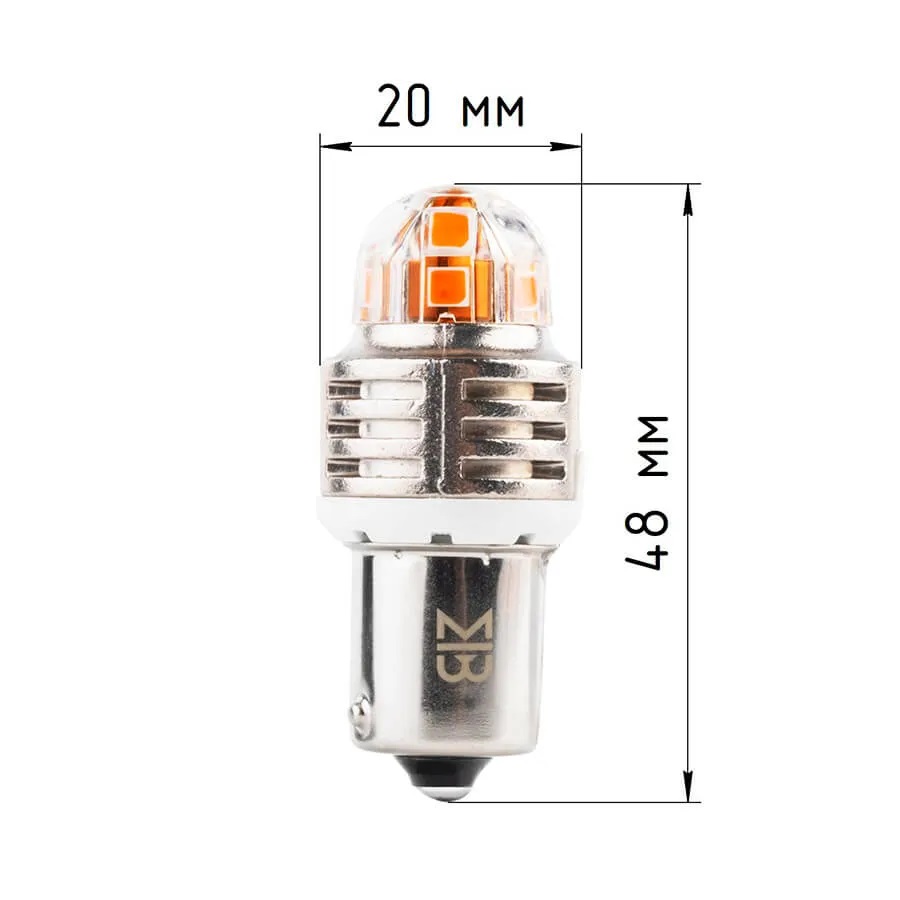 Лампа диодная ElectroKot T-серия 10-50V BA15S P21W оранжевый свет к-т 2шт