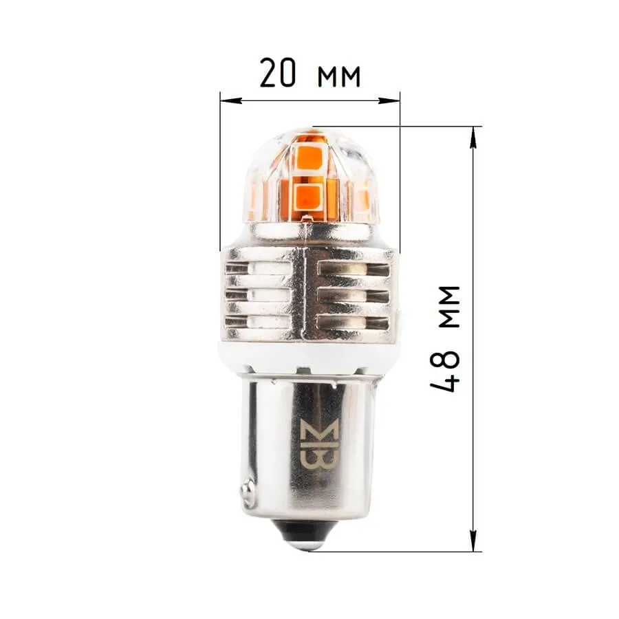 Лампа диодная ElectroKot T-серия 10-50V BA15S P21W оранжевый свет к-т 2шт