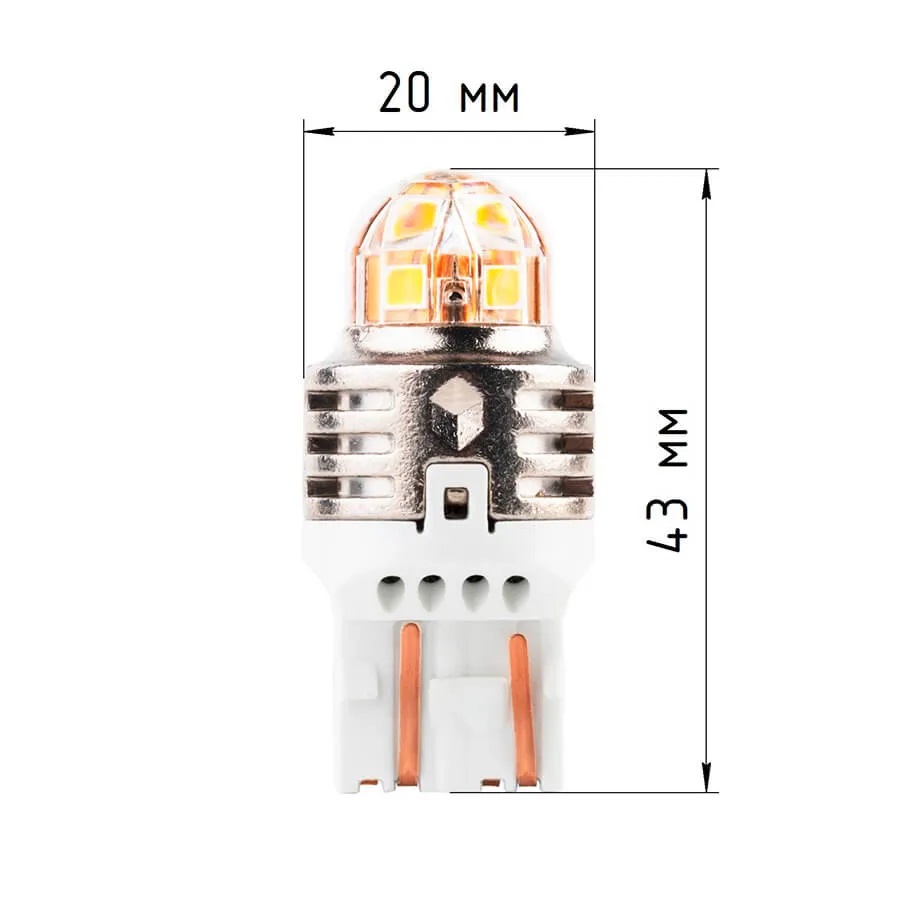 Лампа диодная ElectroKot T-серия 10-50V W21/5W б/ц 7443 белый свет к-т 2шт