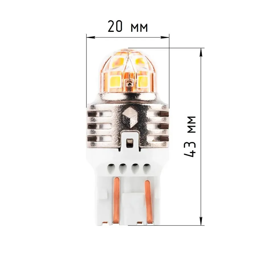 Лампа диодная ElectroKot T-серия 10-50V W21/5W б/ц 7443 белый свет к-т 2шт