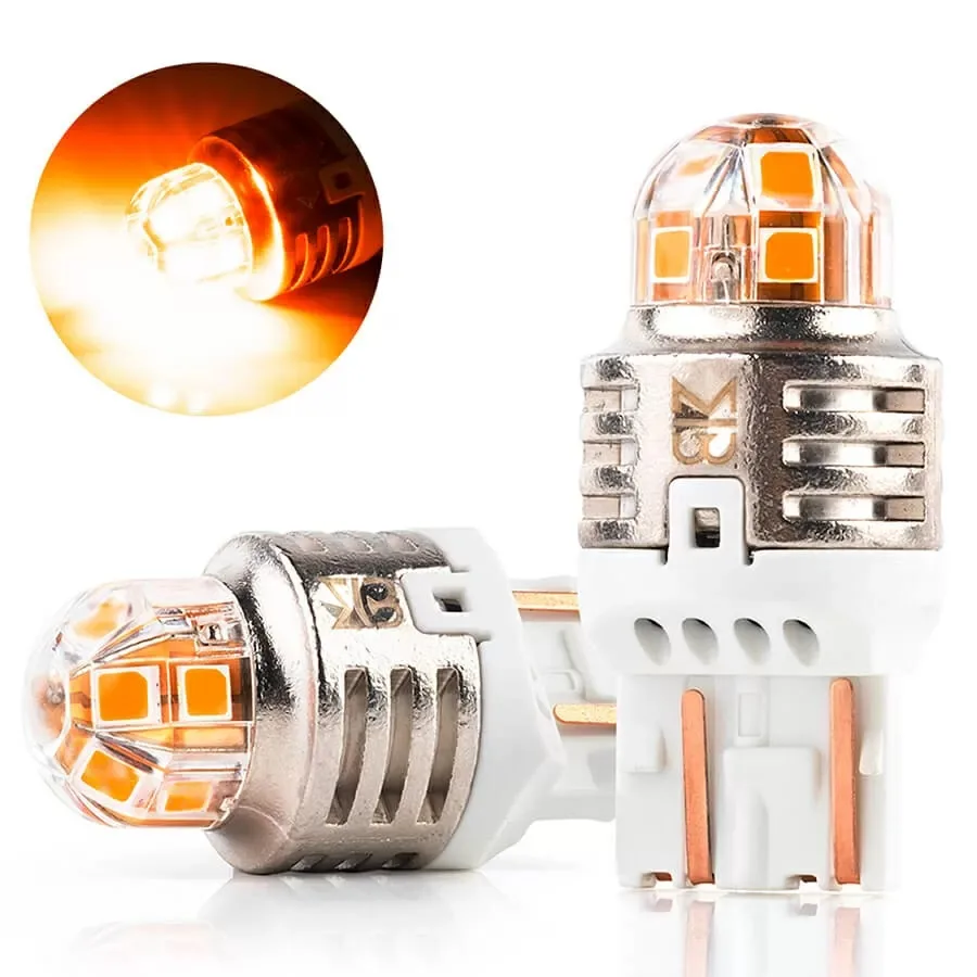 Лампа диодная ElectroKot T-серия 10-50V W21/5W б/ц 7443 оранжевый свет к-т 2шт