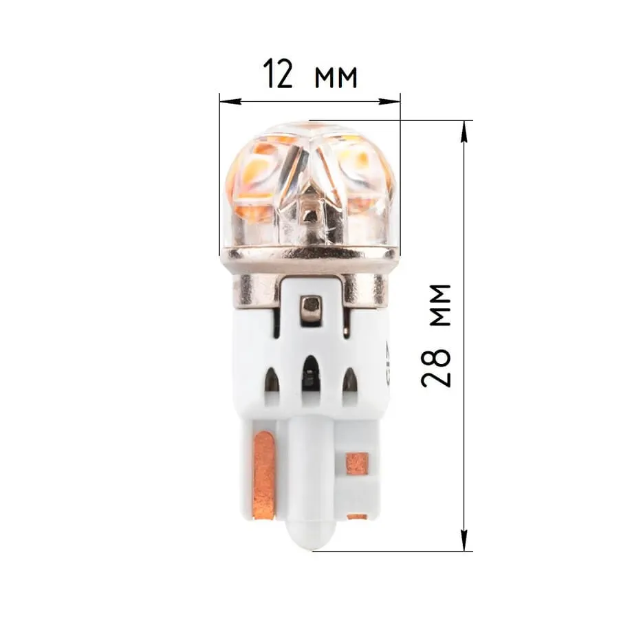 Лампа диодная ElectroKot T-серия 10-50V T10 W5W оранжевый свет к-т 2шт