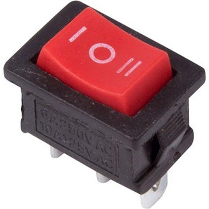 Кнопка-клавиша 250V 6A (2c)  красн/черн SC768
