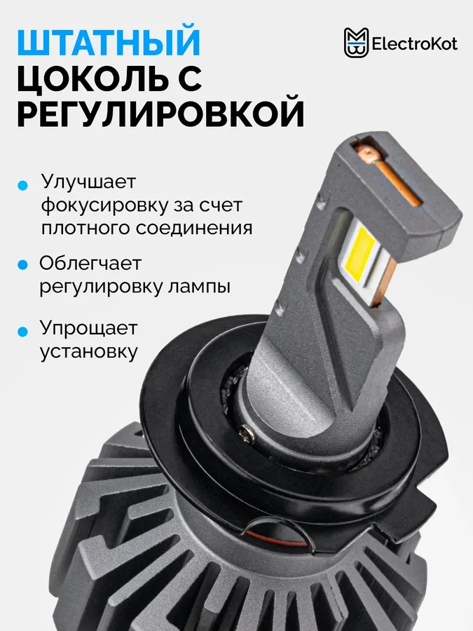 Светодиодные LED лампы ElectroKot Ниндзя gen2 10-30V H7 6000K к-т 2шт