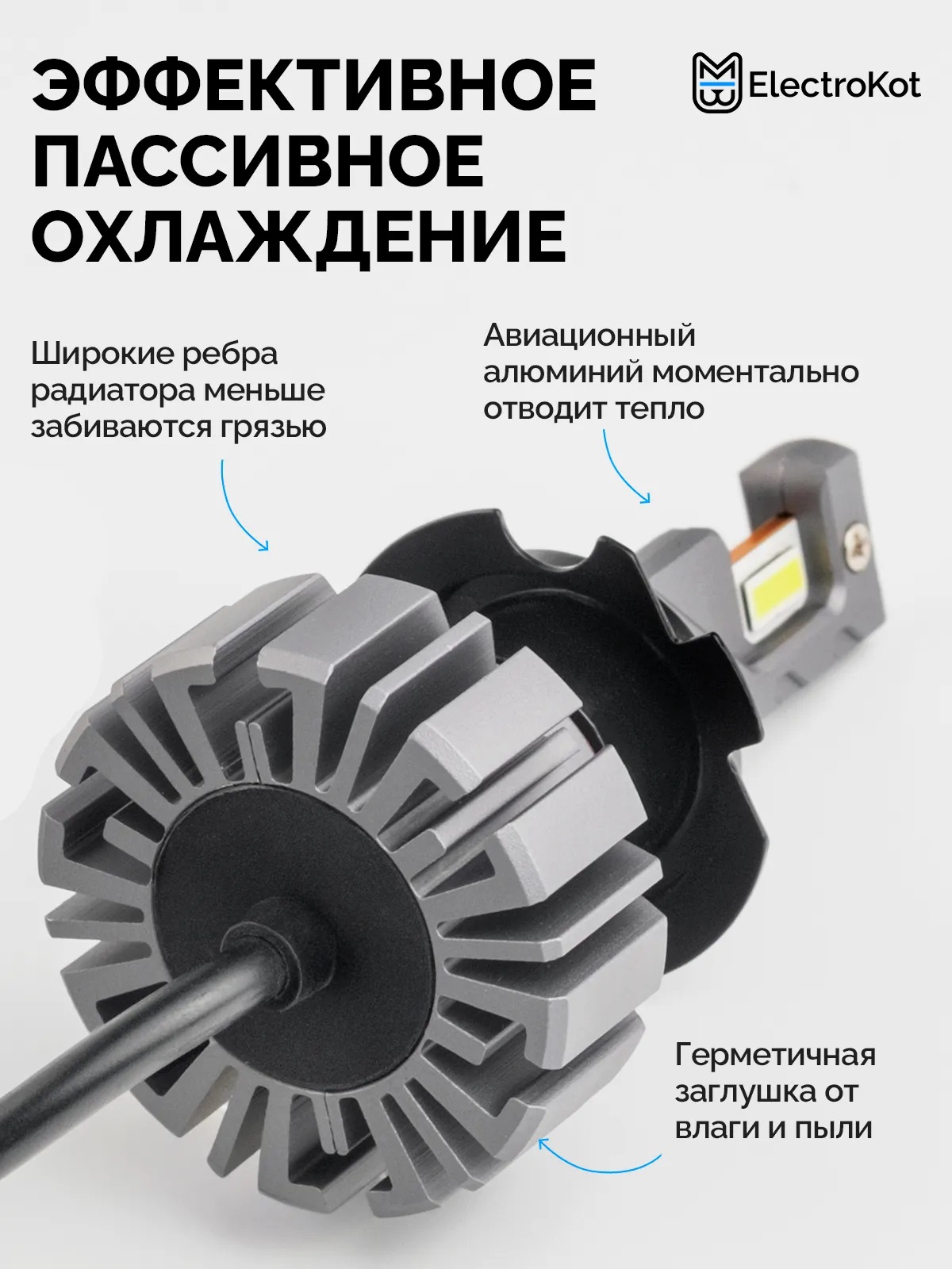 Светодиодные LED лампы ElectroKot Ниндзя gen2 10-30V H7 6000K к-т 2шт