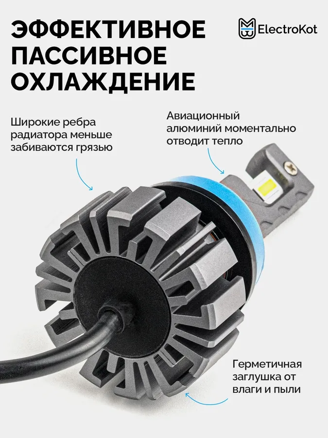 Светодиодные LED лампы ElectroKot Ниндзя gen2 10-30V H11 6000K к-т 2шт