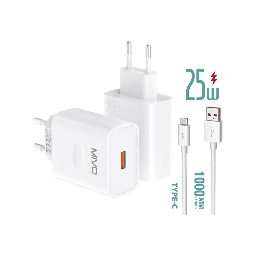 Сетевое зарядное устройство MIVO MP-250Q 25W + кабель Type-C