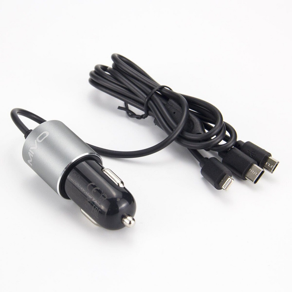 АЗУ USB порт MIVO MU251 с разветвителем Micro SD+Type-C+Lightning
