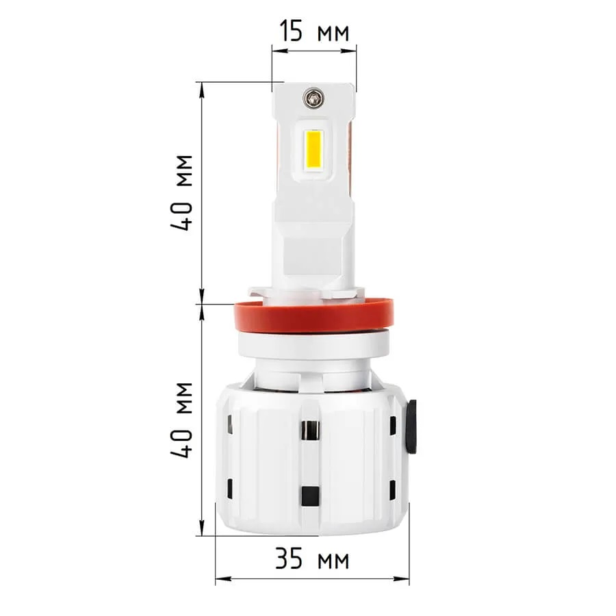 Светодиодные LED лампы ElectroKot UltraLED 12-24V H11 6000K, 12000Lm к-т 2шт