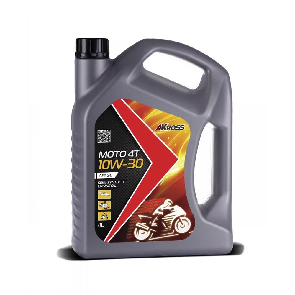 Масло моторн. AKross МОТО 4Т 10W-30 SL 4л п/синт.