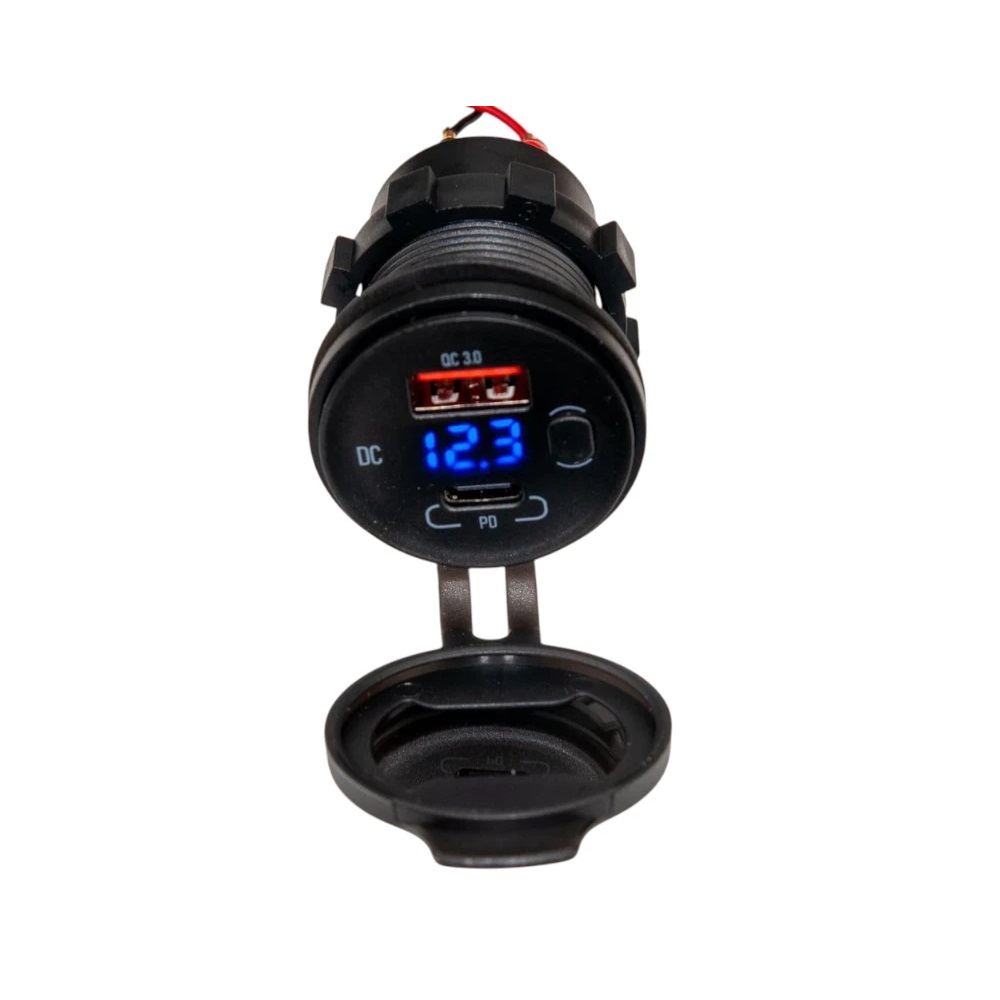 АЗУ врезное ун-ое CarLIVE USB PD30 12/24V QC3.0+вольтметр S610