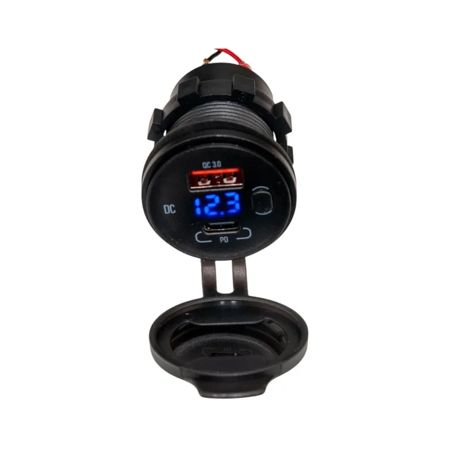 АЗУ врезное ун-ое CarLIVE USB PD30 12/24V QC3.0+вольтметр S610