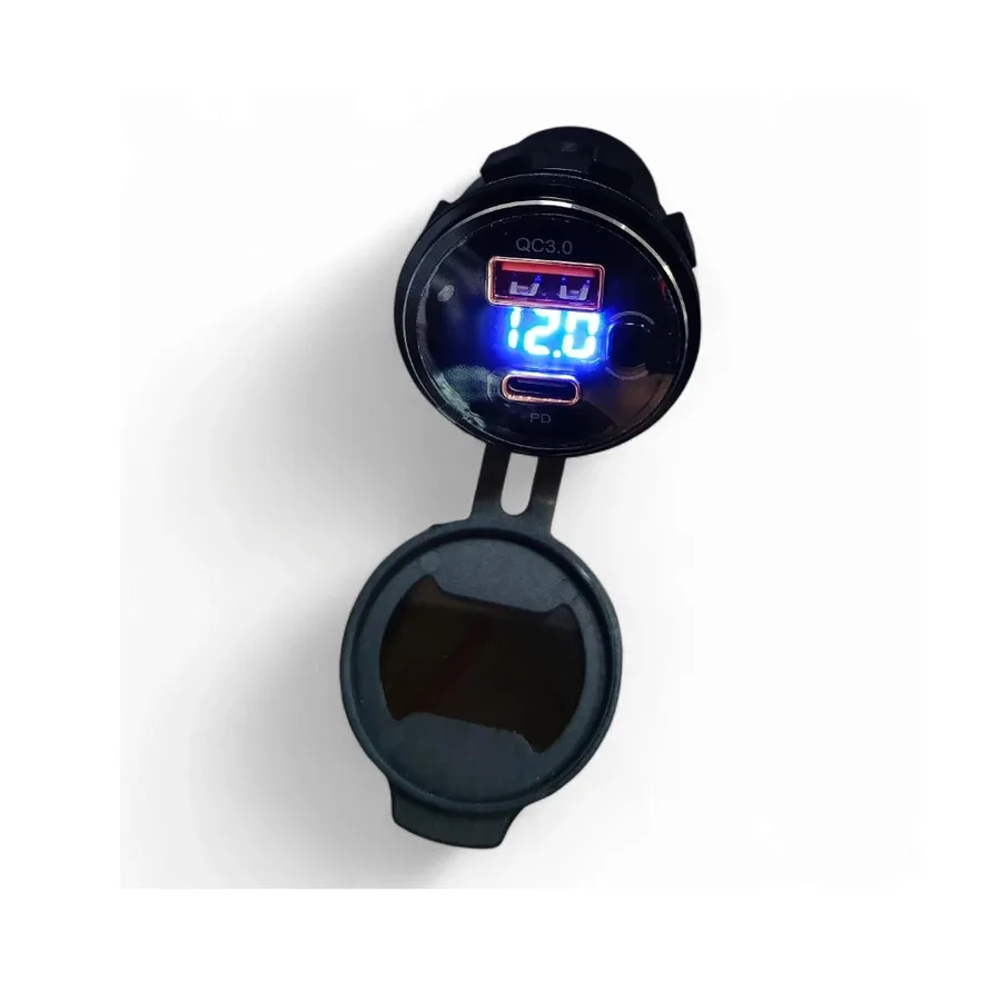 АЗУ врезное ун-ое CARLIVE USB 12-24V QC3.0 PD30W+вольтметр A5559