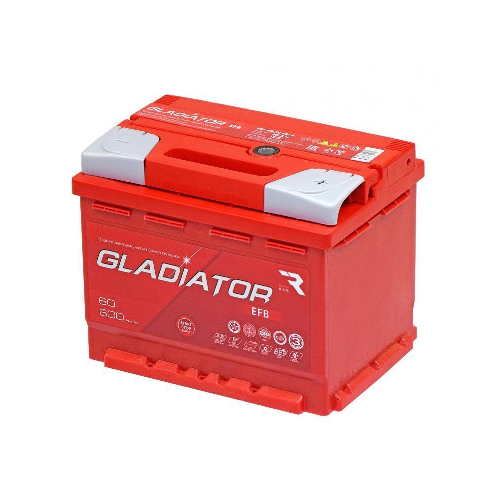 АКБ 60А R GLADIATOR EFB (242x175x190) EN600 - о.п.
