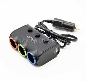Разветлитель прикур. Eplutus 3гн. FC-334 + USB