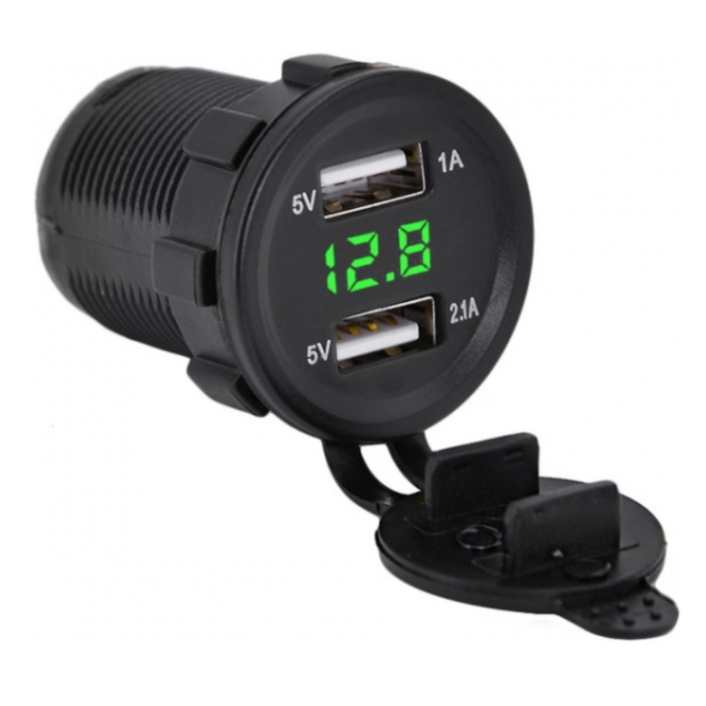 АЗУ врезное ун-ое 2USB  12V-24V 4.2A + вольтметр 3811