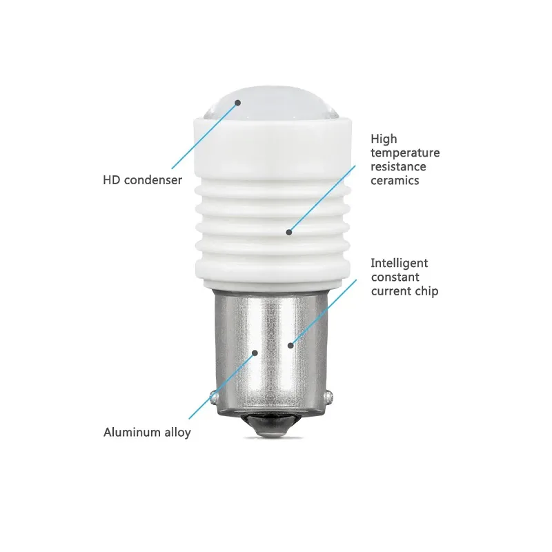 Лампа диодная 10-30V P21W 2.6ВТ 6SMD БЕЛАЯ (супер-яркая)