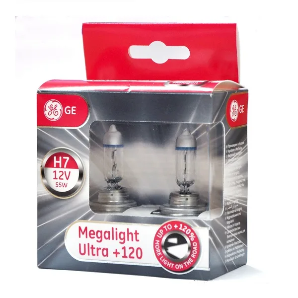 Лампа 12V GE H7 55W +90% Mega Light Ultra (Eurobox,2шт.) 1371