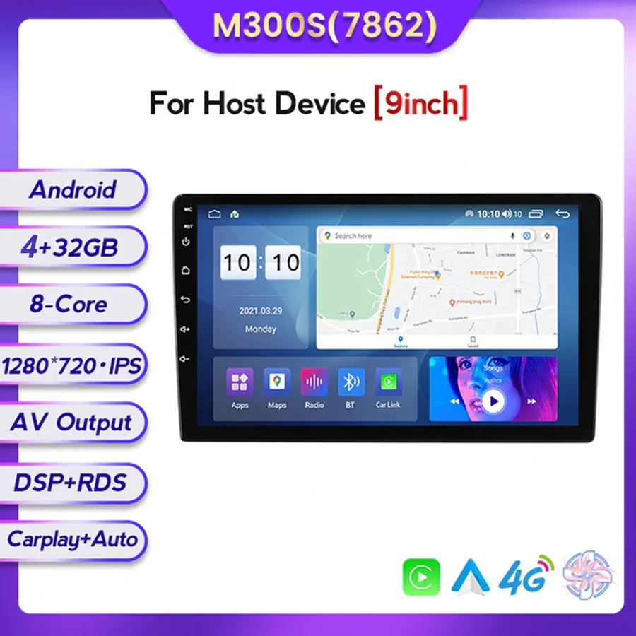 Автомагнитола MEKEDE M300S (ANDROID 13) 9",8-ядер. 4GB-ОЗУ, 32GB + 4G модем DSP