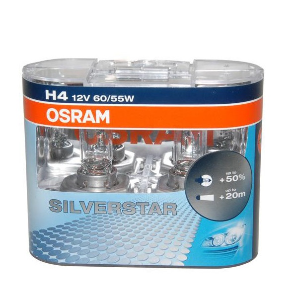 Лампа 12V OSRAM H4 +60% Silver Star к-т 0326