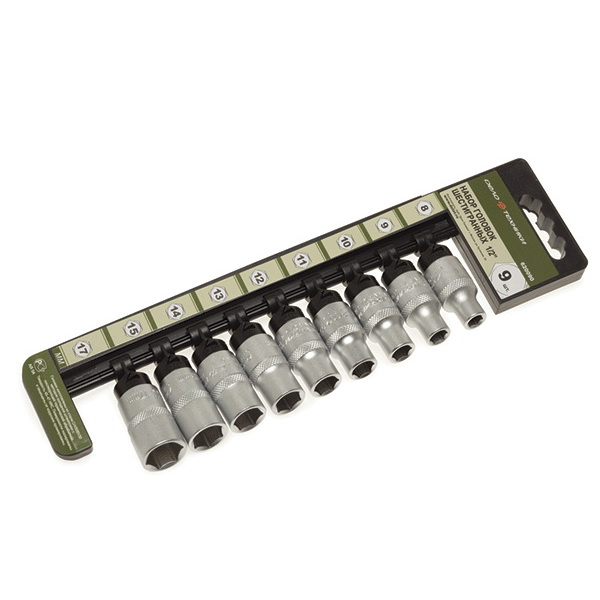 Набор головок BossForce с трещеткой  1/2" 9 пр.