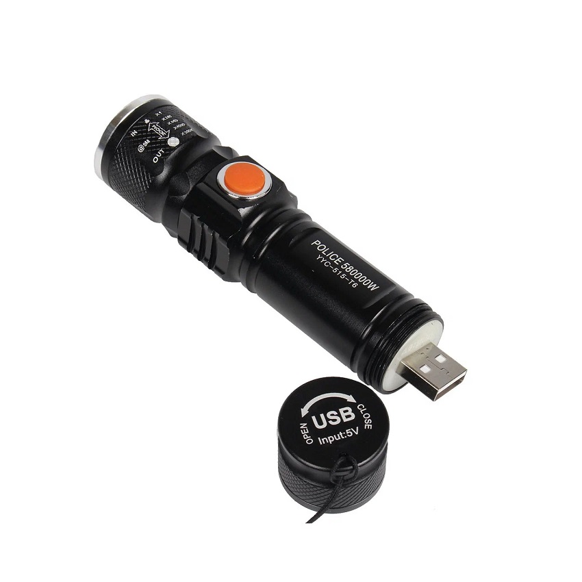 Фонарик zoom (USB)T6-515/998/327  (карманный)